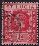 St Lucia 1912 - 21 KGV  1d Carmine Red SG 79 ( L1019 ) - Ste Lucie (...-1978)