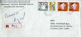 Portugal , Registration Label And Postmark VENDA NOVA MONTALEGRE  , Portuguese Arquitecture And Navigators Stamps - Lettres & Documents