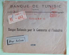 19988# TUNISIE RARE AFFRANCHISSEMENT MECANIQUE LETTRE RECOMMANDE PAR AVION Obl TUNIS 30 MAI 1940 ROUEN SEINE MARITIME - Cartas & Documentos