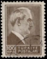 Turkey 1942, Inönü Portrait 100 Kurus, 1 Value Cancelled Brown Gum T42-04v Gest - Ongebruikt