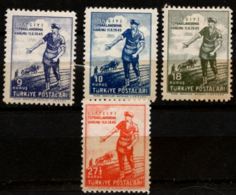 Turkey 19469 Land Reform 4 Values MNH Sowing Farmer T46-03 - Unused Stamps