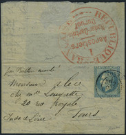 Lettre Victor Hugo, Pli Affranchi à 20c. (N°29) Obl Càd De TOURS 21 Oct 70, Pli Confié Aux Aéronautes, Au Verso, Cachet  - Other & Unclassified