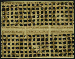 Oblitéré N° 1, 10c Bistre, Bloc De 6, Obl Gros Points, Superbe Et Rare, Signé + Certificat JF Brun. Le Bloc De 4 Cote 15 - Andere & Zonder Classificatie