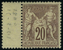 Neuf Sans Charnière N° 67, 20c Brun Lilas Type I, Bdf, T.B. - Other & Unclassified