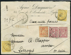 Lettre N° 71, Paire Hor., + N° 92 X 2, Et N° 91, Affranchissement à 2f40 Sur L Chargée, Càd Lyon 13 Nov 82 Pour Limoges, - Sonstige & Ohne Zuordnung