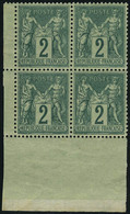 Neuf Sans Charnière N° 74, 2c Vert Type II, Bloc De 4  Excellent Centrage, Cdf, Superbe - Altri & Non Classificati