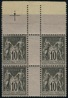 Neuf Sans Charnière N° 89, 10c Noir Sur Lilas, Bloc De4, Sans Millesime, + Interpanneau, T.B. - Other & Unclassified