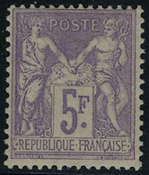 Neuf Avec Charnière N° 95, 5f Violet Sur Lilas, T.B. Signé Diena - Sonstige & Ohne Zuordnung
