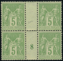 Neuf Sans Charnière N° 106, 5c Vert Jaune Bloc De 4 Millésime 8 T.B. - Sonstige & Ohne Zuordnung