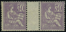 Neuf Sans Charnière N° 115, 30c Violet Type Mouchon, Paire Horizontale Interpanneau TB - Sonstige & Ohne Zuordnung