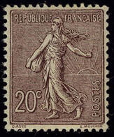 Neuf Sans Charnière N° 131, 20c Brun Lilas, Semeuse Lignée, Très Bon Centrage, Superbe - Andere & Zonder Classificatie