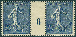 Neuf Sans Charnière N° 132, 25c Bleu Foncé, Paire Hor. Millésime 6, Cl Sur L'intervalle, T.B. Maury - Sonstige & Ohne Zuordnung