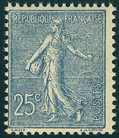 Neuf Sans Charnière N° 132, 25c Bleu, Semeuse Lignée, T.B. - Andere & Zonder Classificatie