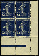 Neuf Sans Charnière N° 140b, 25c Semeuse Bleu Noir, Bloc De 4 Dont 2ex Neufs *, Cdf, T.B. - Altri & Non Classificati