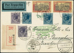 Lettre Zeppelin. 2è SAF 1933. C.P. Recommandée De Monaco (29.5.33). CàD De Transit : Friedrichshafen 3.6.33, Pour Recife - Sonstige & Ohne Zuordnung