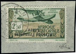 Fragment N° 15a, 2f50 Afrique Française Libre, Surcharge Renversée Sur Petit Fragment, T.B. Signé JF Brun - Sonstige & Ohne Zuordnung