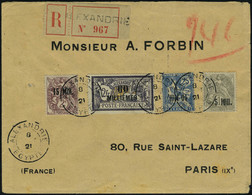 Lettre N° 59, 60m Sur 2f + Aff Complémentaire Dont 42b Et 44a Sur LR D'Alexandrie Pour Paris T.B. Signé Brun, Timbre Rar - Altri & Non Classificati