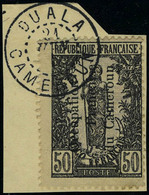 Oblitéré N° 63a, 50c Occupation Française, Surcharge De Bas En Haut Sur Petit Fragment, TB, Signé Thiaude - Other & Unclassified