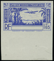 Neuf Sans Gomme Type PA De 1940, 1f65 Bleu Sans La Légende Côte D'Ivoire, ND, Non émis, Bdf, TB - Andere & Zonder Classificatie