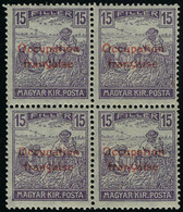 Neuf Sans Charnière N° 9A, 15fi Violet Chiffres Blancs, Bloc De 4, TB, Maury 1200 - Andere & Zonder Classificatie