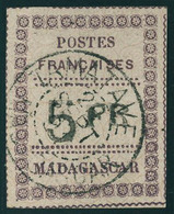 Oblitéré N° 13, 5f Violet Noir Sur Gris, Obl. Centrale, Superbe, Signé + Certificat Américain - Andere & Zonder Classificatie