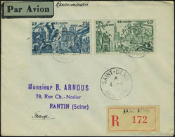 Lettre N° 36/39, Sur LR De St Pierre 4.4.47 + N° 40 Et 41 Sur LR De St Denis 4.4.47, Les 2 Plis Pour Pantin Avec Arrivée - Andere & Zonder Classificatie