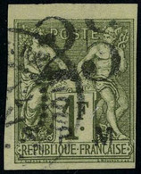 Oblitéré N° 3, 25 Sur 1f Olive, Belles Marges, Superbe, Signé JF Brun - Altri & Non Classificati