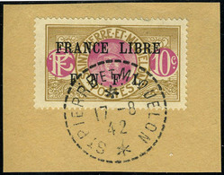 Fragment N° 232, 10c France Libre Obl Sur Fragment 17/8/42, Superbe Et Rare - Andere & Zonder Classificatie