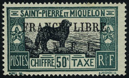 Neuf Avec Charnière N° 54, 50c Vert Foncé France Libre, TB, Signé JF Brun - Andere & Zonder Classificatie