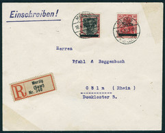 Lettre N° 12a, 40p Carmin Et Noir, Surcharge Renversée + N° 6 Sur LR De Merzig 18.4.20, Pour Cöln Avec Arrivée Au Verso  - Andere & Zonder Classificatie