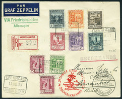 Lettre Zeppelin 4è SAF 1933, LR D'Andorre La Viega 13 Jul 33, Affranchissement Composé 9 T.p. Pour Pernambuco, Càd De Tr - Other & Unclassified