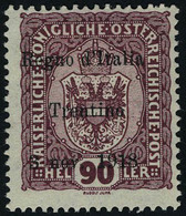 Neuf Avec Charnière N° 14, 90k Lie De Vin, Trentino 3 Nov 1918 TB Signé Champion + Certificat TB, Sassone 14 : 3250€ - Altri & Non Classificati