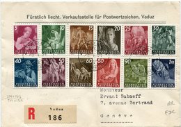 LIECHTENSTEIN LETTRE RECOMMANDEE AFFRANCHIE AVEC LES N°251/62 TRAVAUX AGRICOLES DEPART VADUZ 3 V 51 POUR LA SUISSE  RR - Storia Postale