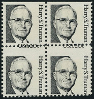 Neuf Sans Charnière N° 1514, 2c Harry Truman, Bloc De 4, Bdf Supérieur, Variété De Piquage à Cheval Hor. T.B. - Andere & Zonder Classificatie