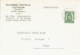 CP Publicitaire AUVELAIS 1938 - FEUTRERIE NOUVELLE D'AUVELAIS - Sambreville
