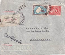 ARGENTINE 1938 PLI AERIEN RECOMMANDE DE BUENOS AIRES AVEC CACHET ARRIVEE VALPARAISO - Lettres & Documents