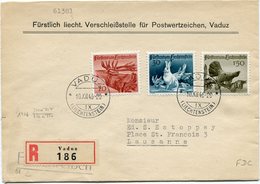 LIECHTENSTEIN LETTRE RECOMMANDEE AFFRANCHIE AVEC LES N°247/49 ( FAUNE ) DEPART VADUZ 10 XII 46 POUR LA SUISSE - Brieven En Documenten