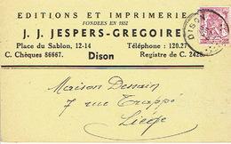 CP Publicitaire DISON 1947 - J. J. JESPERS-GREGOIRE - Editions Et Imprimerie - Dison