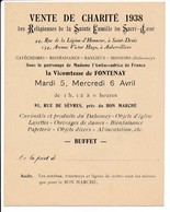 Ancienne Invitation Vente De Charité Religieuses De La Ste Famille Du Sacré-Coeur Saint Denis Aubervilliers Vicomtesse - Toegangskaarten