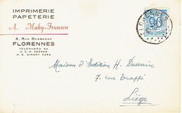 CP Publicitaire FLORENNES 1952 - A. MAHY-FRANSEN - Imprimerie-Papeterie - Florennes