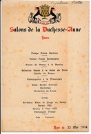 Ancien Menu Salons De La Duchesse Anne 44 Nantes 22 Mai 1931 Réunion D'anciens Du Souvenir Vendéen Nombreuses Signatures - Menükarten