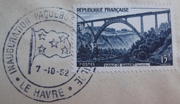 A198 - ✉️ (LSC) - Cachet : LE HAVRE / INAUGURATION Du PAQUEBOT LOUIS LUMIERE Du 7 OCTOBRE 1952 (VOYAGE INAUGURAL) - Correo Marítimo