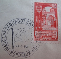 A201 - ✉️ (LSC) - Cachet : BORDEAUX / INAUGURATION Du PAQUEBOT CHARLES TELLIER Du 29 JUILLET 1952 (VOYAGE INAUGURAL) - Correo Marítimo