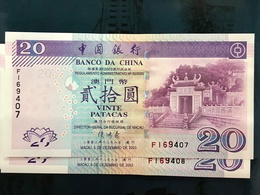 BOC / BANK OF CHINA 2003, 20 PATACAS UNC - Macau