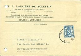 SA Lainière De Sclessin, Anc. Ets. Begasse - 1944 - Fabrique De Couvertures De Laine, Feutres Pour Papeteries, Tissus - Textilos & Vestidos