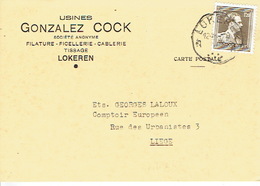 PK Publicitaire - LOKEREN 1957 -  USINES GONZALEZ COCK - Filature - Ficellerie - Câblerie - Tissage - Lokeren