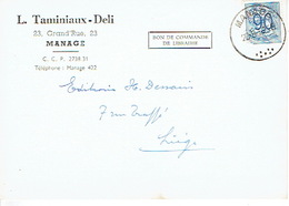 CP Publicitaire MANAGE 1952 - L. TAMINIAUX - DELI - Librairie - Manage