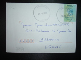 LETTRE Pour La FRANCE TP 1o PORTE SERIE B TAXE PERCUE OBL. VIOLETTE 15/12/1998 I FOZ DO IGUACU PARANA - Briefe U. Dokumente