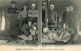 GUER  *** INTERIEUR DE TENTE D UN HOPITAL ANGLAIS  *** BLESSES GUERRE 1914 *** - Guer Cötquidan