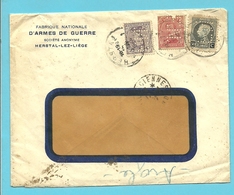 138+139+211 Op Brief Stempel HERSTAL, Met Firmaperforatie (perfin) F.N. Van "Fabrique D'Armes De Guerre" - 1909-34